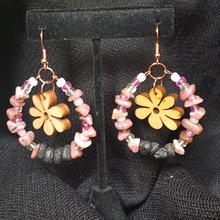 Load image into Gallery viewer, Vintage Wooden Flower Diffuser Earrings/ Pink Ombre