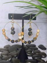 Load image into Gallery viewer, Hand Crafted Beaded Diffuser Hoops w/floating Lava Stones
